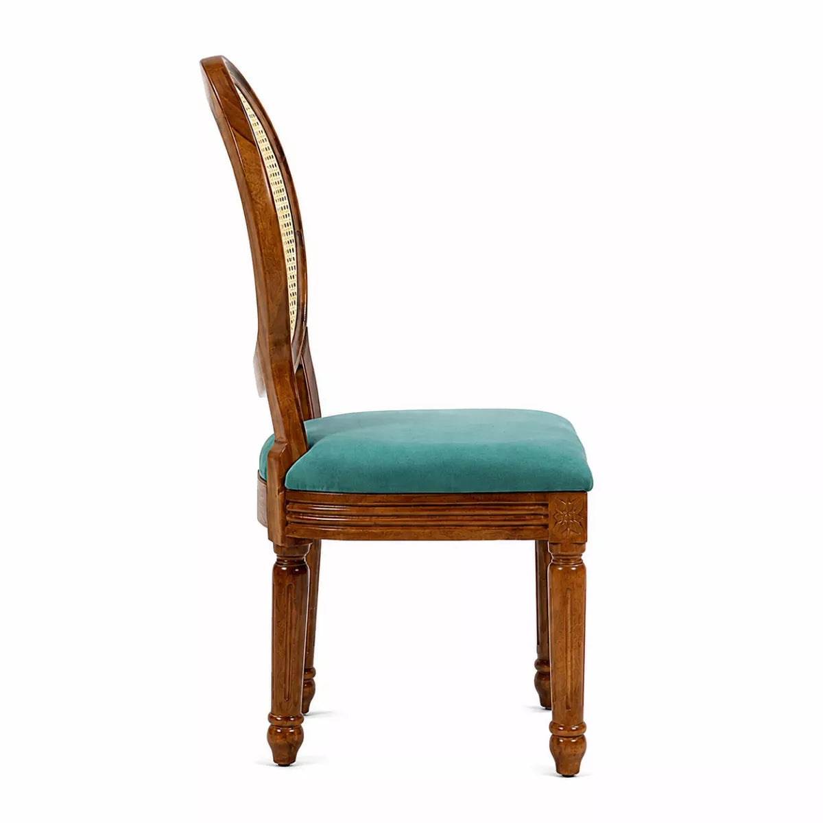 Anvira Solid Wood Oval 6 Seater Dining Set with Cane Chairs
