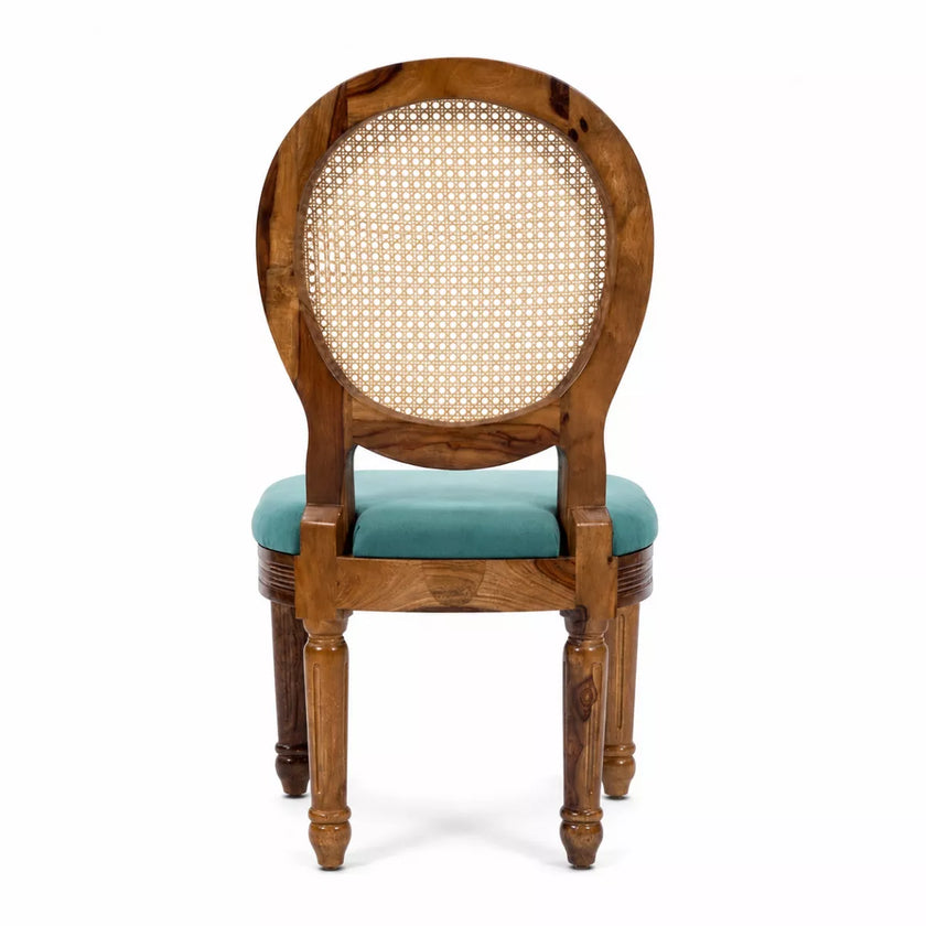 Anvira Solid Wood Oval 6 Seater Dining Set with Cane Chairs