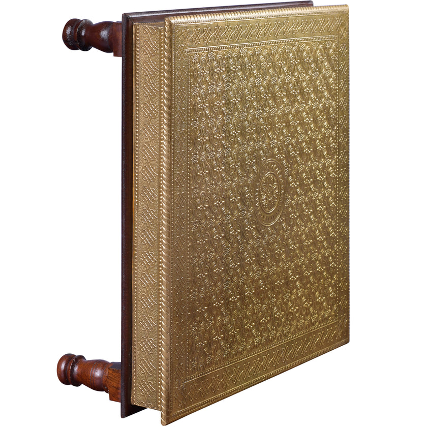 Wooden and Brass Bajot for Pooja Room - Induscraft