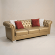 Aurumite Solid Wood Upholstered Sofa - Tufted Back Luxury with Classic Chesterfield Character by Induscraft