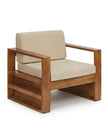 Solid Wood Lounge Armchair Modern Box Frame Accent Chair