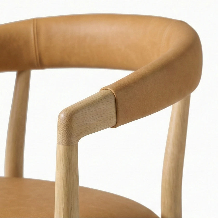 Camelback Upholstered Solid Wood Armchair