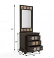 Solid Wood Dressing Table with Decorative Tile Inlay & Mirror