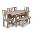 Mathilide Solid Wood Rustic Dining Set with Hand-Carved Chairs & Bench