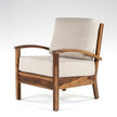 Solid Wood Lounge Armchair with Striped Upholstery