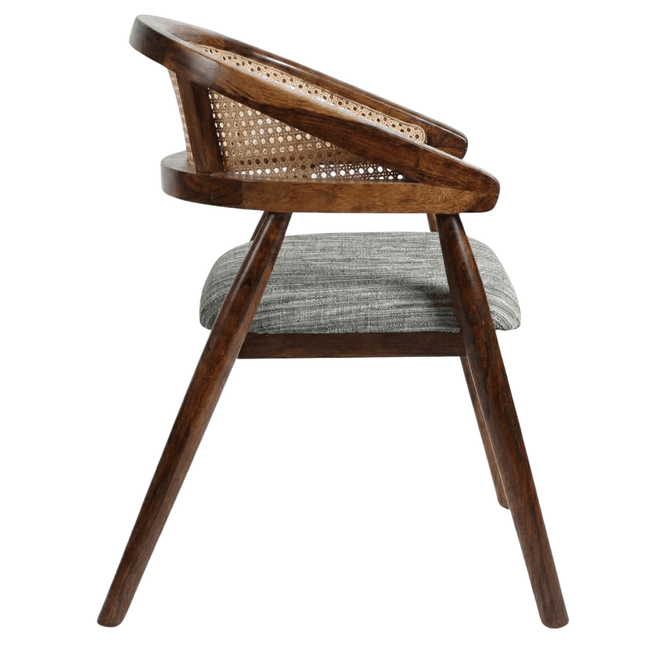 Rivity Solid Sheesham Wood Chair with Cane Backrest and Upholstered Seat (Set of 2)