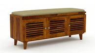 Solid Wood Shoe Rack Bench with Cushioned Seat