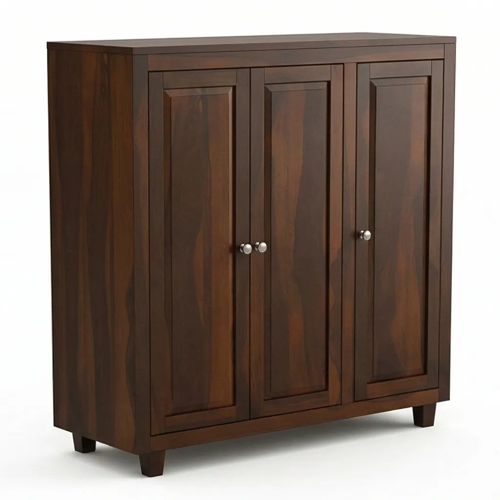 Solid Wood Shoe Storage Cabinet 3 Door Shoe Rack Organizer