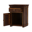 Brass Fusion Sheesham Wood Vintage Carved Bedside Table