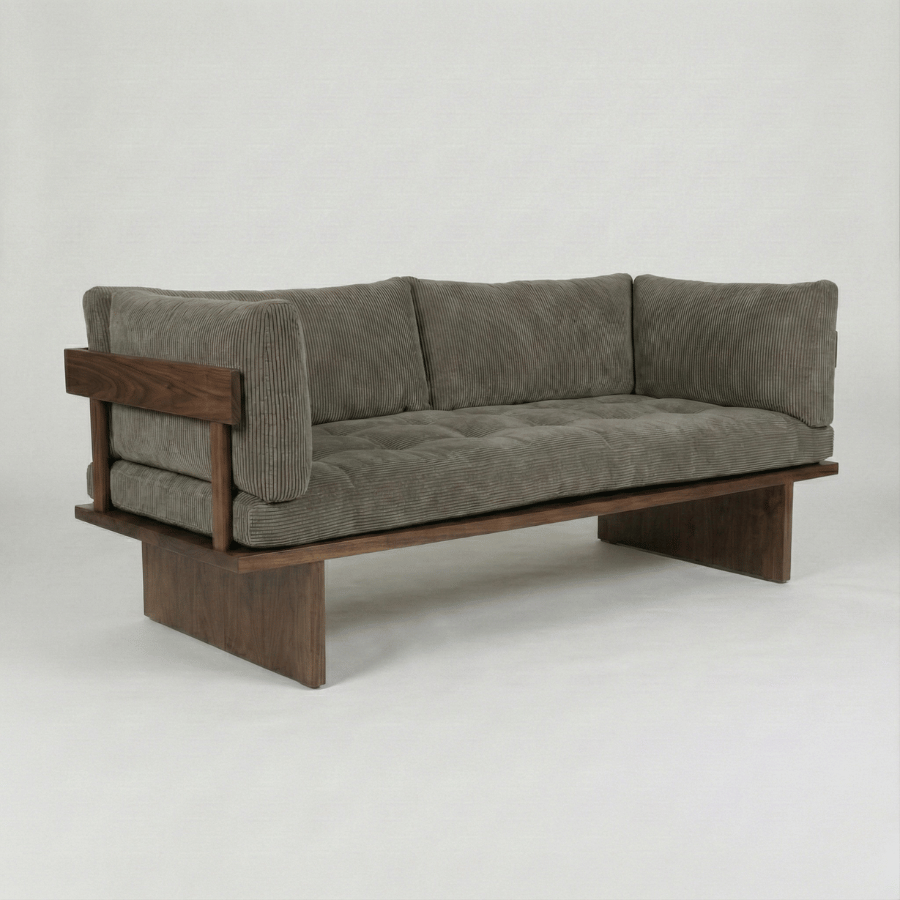 Shelby Solid Wood Upholstered Sofa - Structured Calm with Quiet Authority by Induscraft