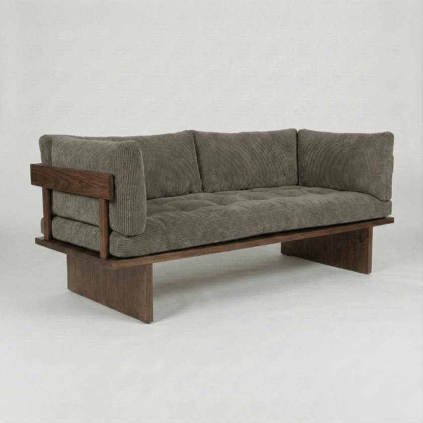 Shelby Solid Wood Upholstered Sofa - Structured Calm with Quiet Authority by Induscraft