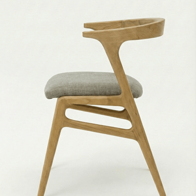 EETY Curved Back Sheesham Wood Chair with Upholstered Fabric Seat (Set of 2)