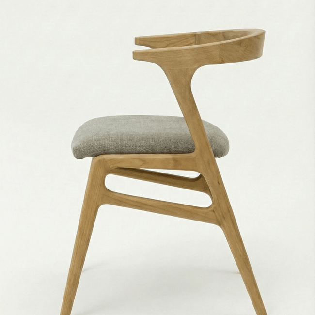 EETY Curved Back Sheesham Wood Chair with Upholstered Fabric Seat (Set of 2)