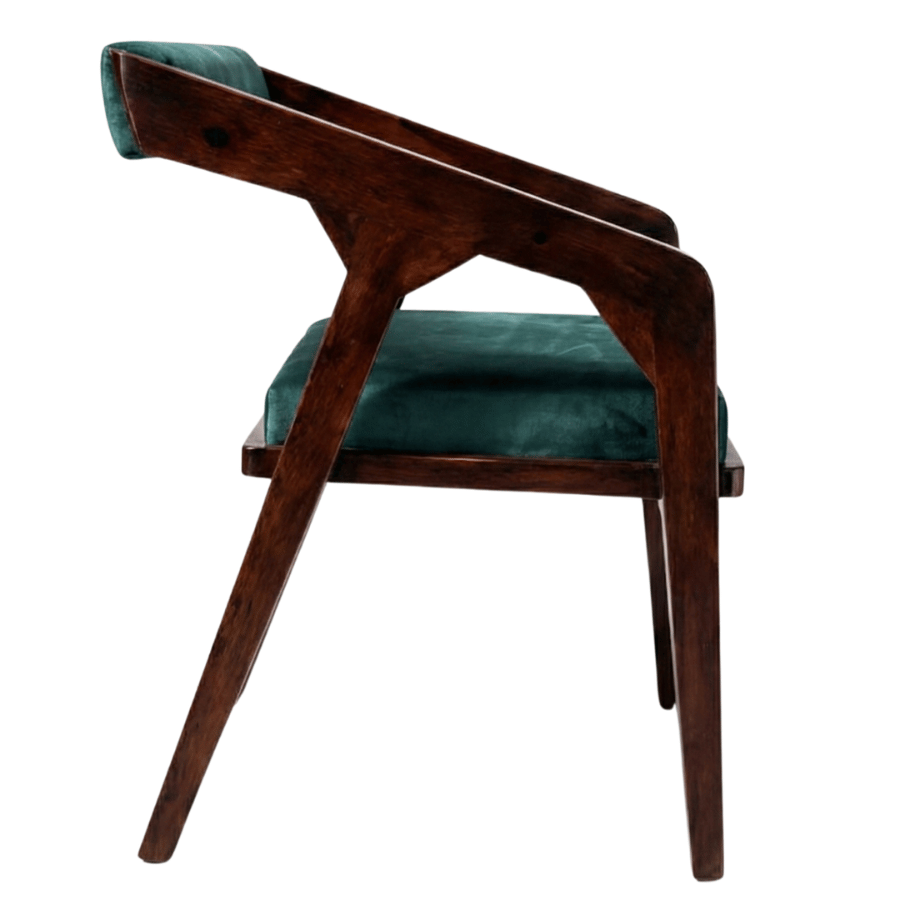 Noyer Solid Sheesham Wood Chair with Upholstered Fabric Seat and Backrest (Set of 2)