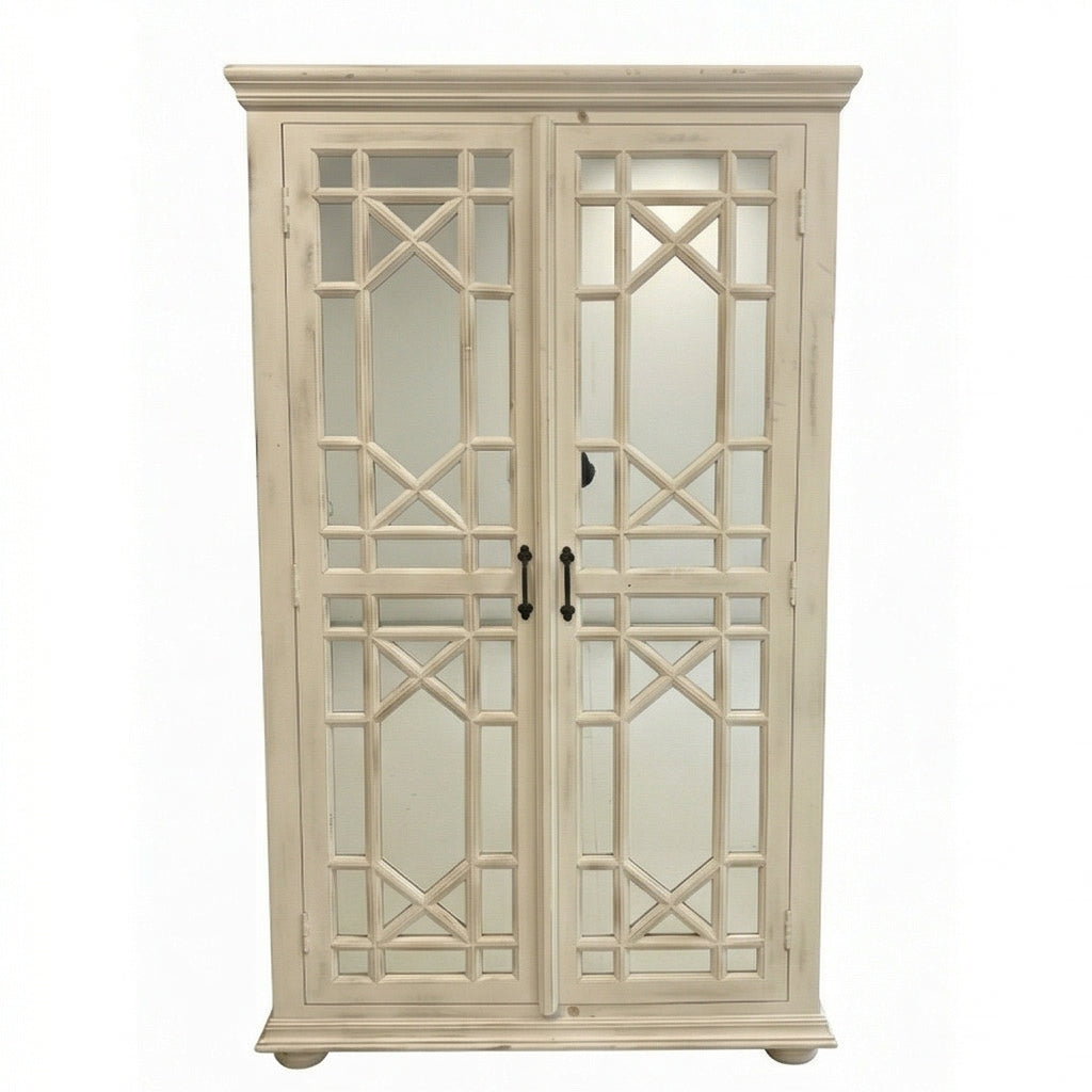 Solid Wood Display Cabinet with Glass Panel Doors Classic Storage & Showcase Unit