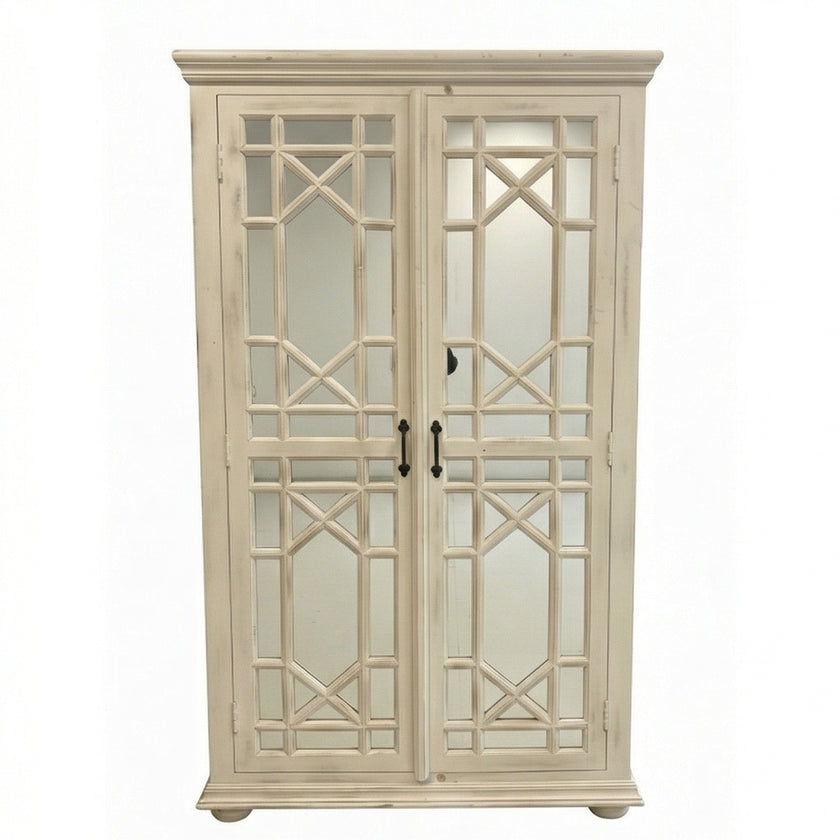 Solid Wood Display Cabinet with Glass Panel Doors Classic Storage & Showcase Unit