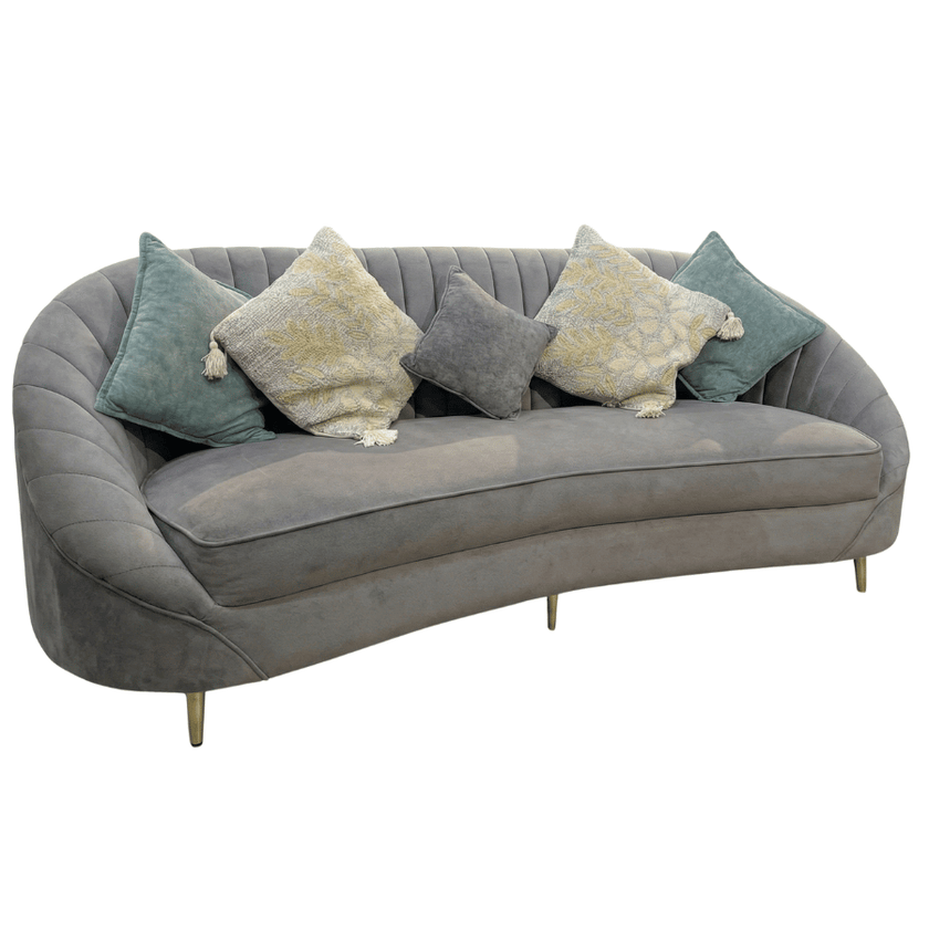 Seashell Solid Wood Upholstered Sofa - Soft Curves, Sculpted Comfort by Induscraft