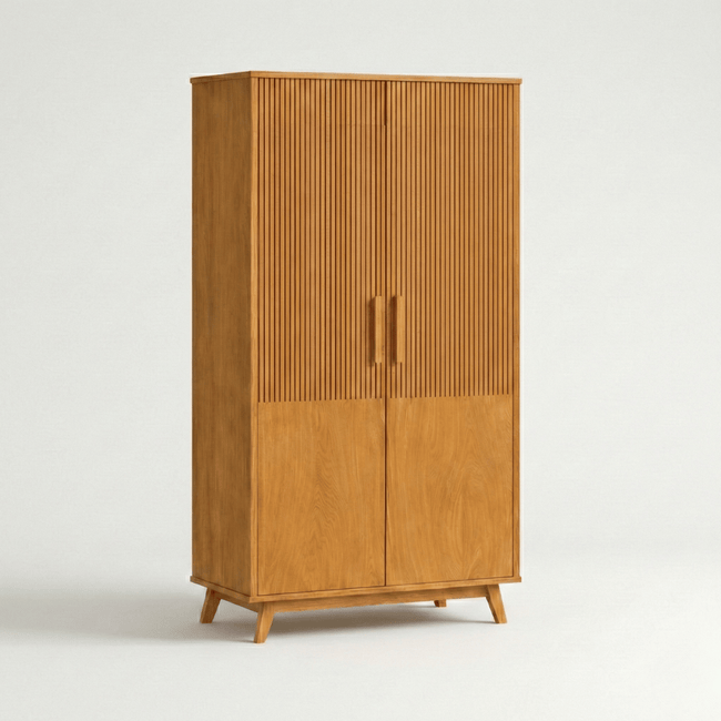 Karui Two Door Almirah with Japanese Wall-Art Panels and Drawer Storage