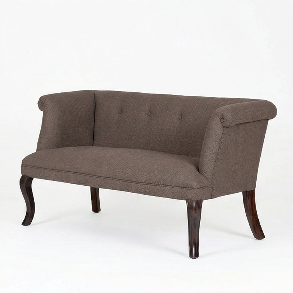 Classic Upholstered Wooden Bench Sofa with Rolled Arms