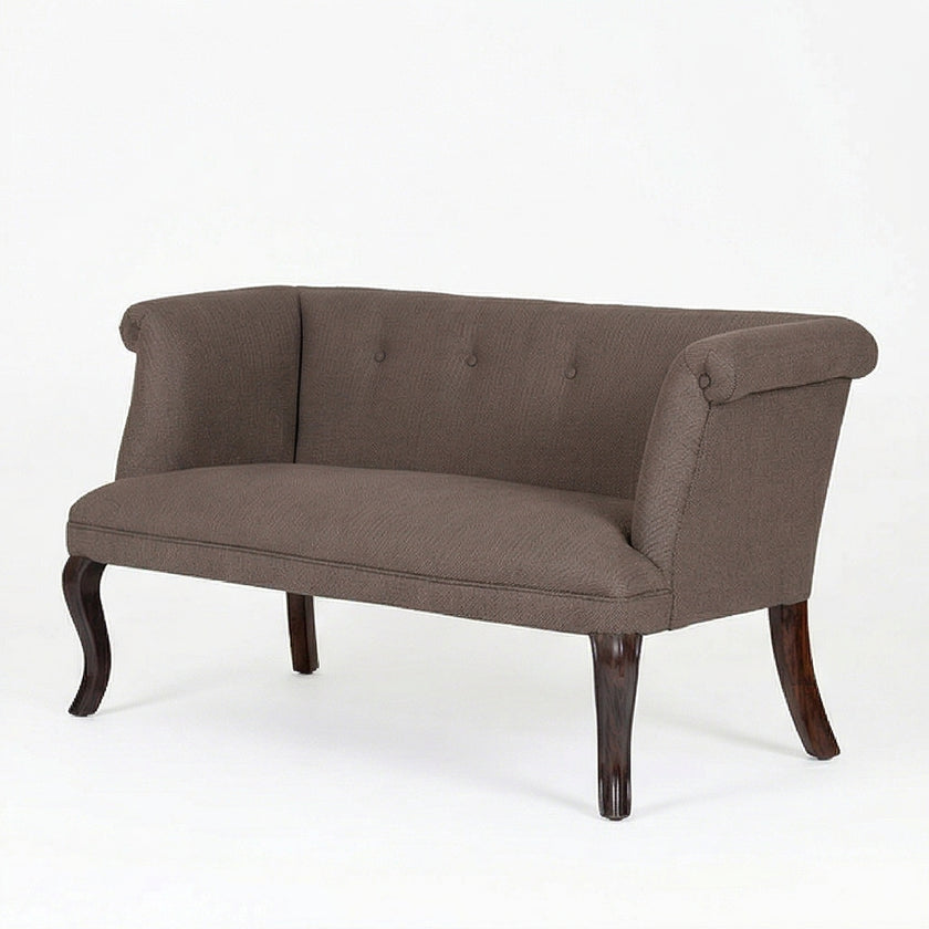 Classic Upholstered Wooden Bench Sofa with Rolled Arms