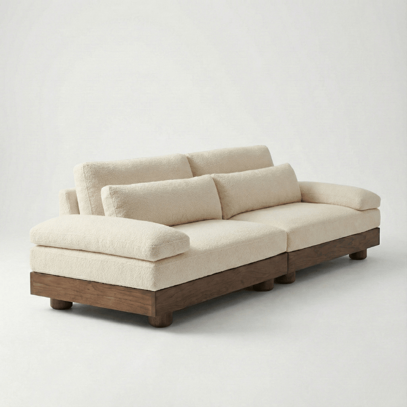 Weasely Solid Wood Fabric Sofa - Lounge Seating with Deep Cushioned Comfort by Induscraft
