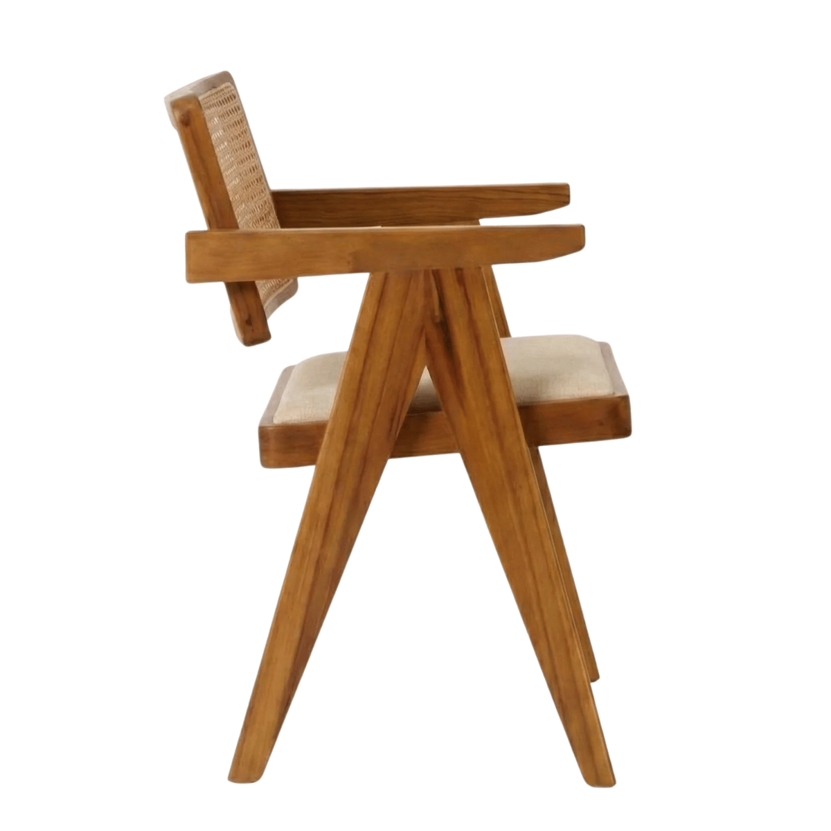 Mifflin Sheesham Wood Chair with Cane Backrest and Upholstered Seat (Set of 2)
