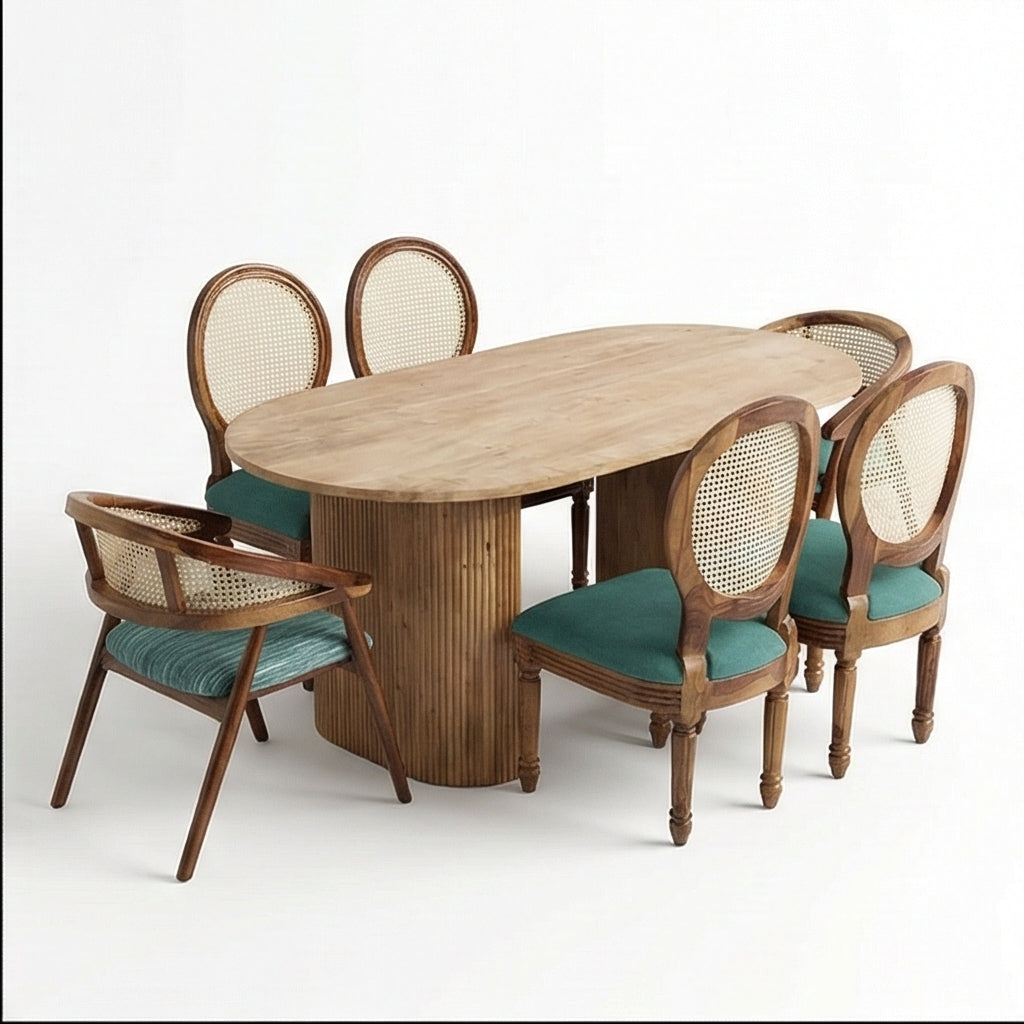 Acacia Wood Oval Dining Set – Option 2