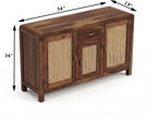 Handcrafted Solid Wood Shoe Rack Cabinet with Cane Doors & Drawer