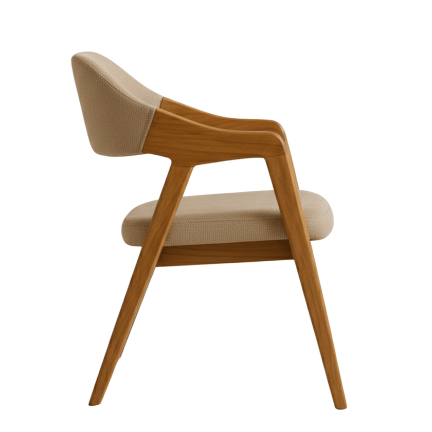 Brendon Sheesham Wood Chair with Upholstered Fabric Seat and Backrest (Set of 2)