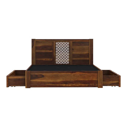 Disa Bed by Induscraft in Solid Sheesham Wood with Storage and in King and Queen Size