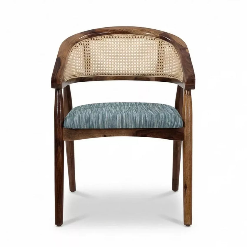 Anvira Solid Wood Oval 6 Seater Dining Set with Cane Chairs