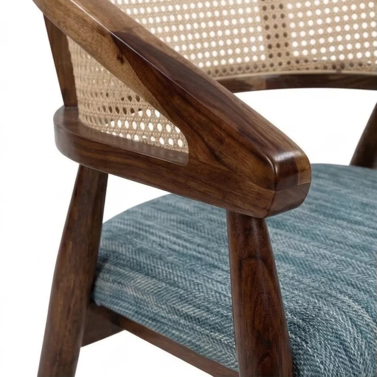 Anvira Solid Wood Oval 6 Seater Dining Set with Cane Chairs
