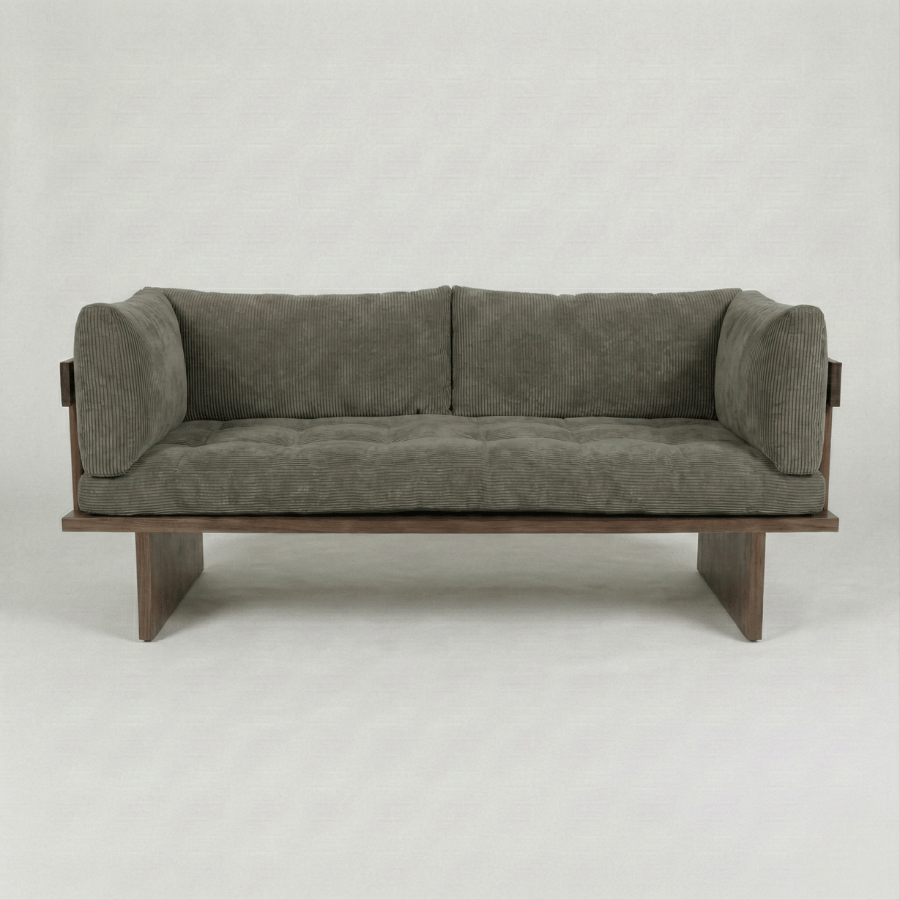 Shelby Solid Wood Upholstered Sofa - Structured Calm with Quiet Authority by Induscraft