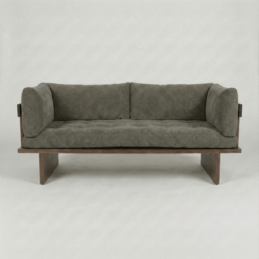 Shelby Solid Wood Upholstered Sofa - Structured Calm with Quiet Authority by Induscraft