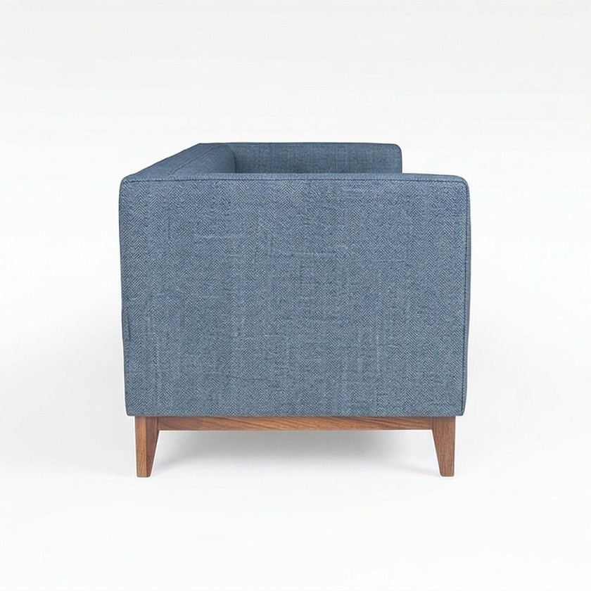 Solid Wood 3-Seater Sofa with Upholstered Fabric & Tufted Back