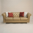 Aurumite Solid Wood Upholstered Sofa - Tufted Back Luxury with Classic Chesterfield Character by Induscraft