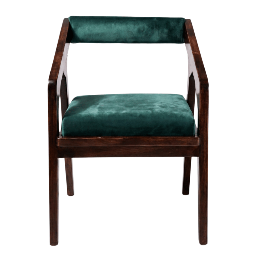Noyer Solid Sheesham Wood Chair with Upholstered Fabric Seat and Backrest (Set of 2)