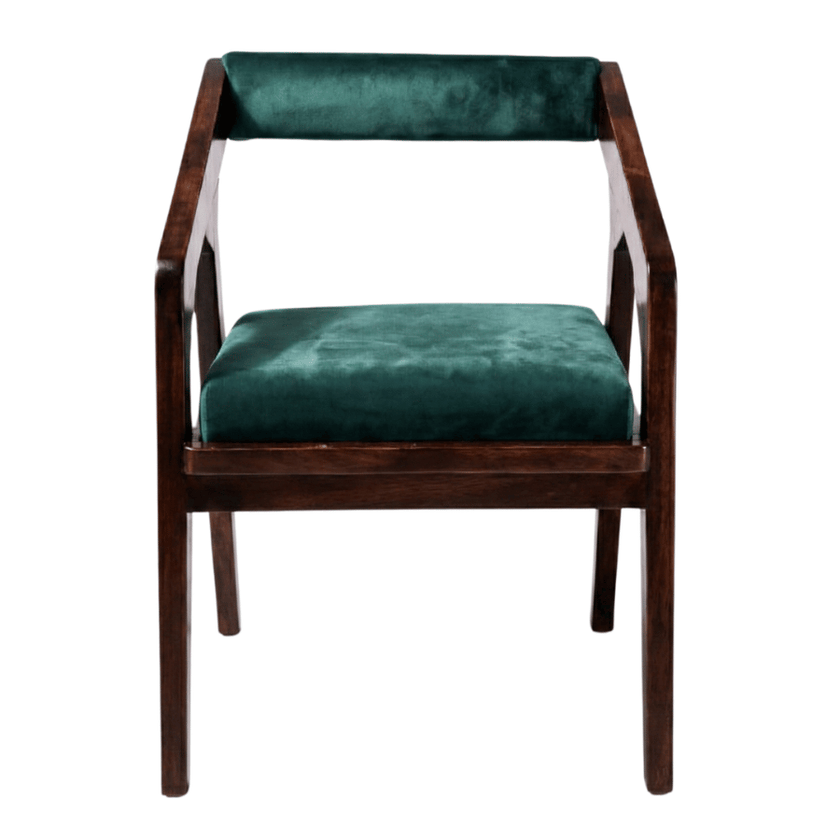 Noyer Solid Sheesham Wood Chair with Upholstered Fabric Seat and Backrest (Set of 2)