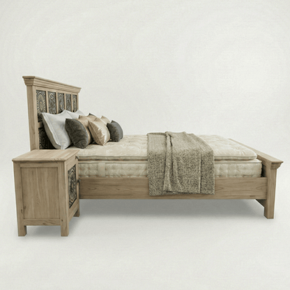 Meher Bed Without Storage in Old Mix Wood by Induscraft