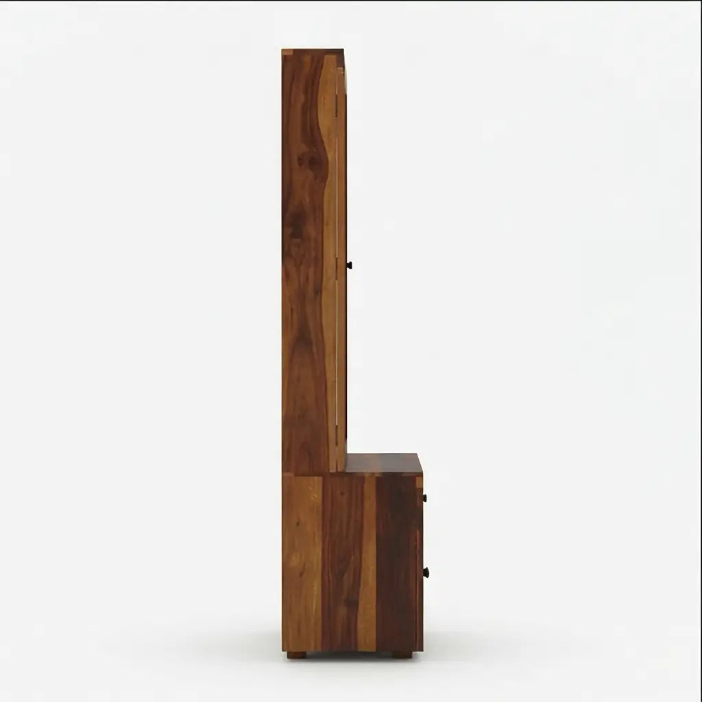 Solid Wood Dressing Table with Full-Length Mirror & Storage Cabinet
