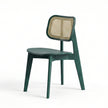Biscuit Sheesham Wood Chair with Cane Backrest and Upholstered Fabric (Set of 2)