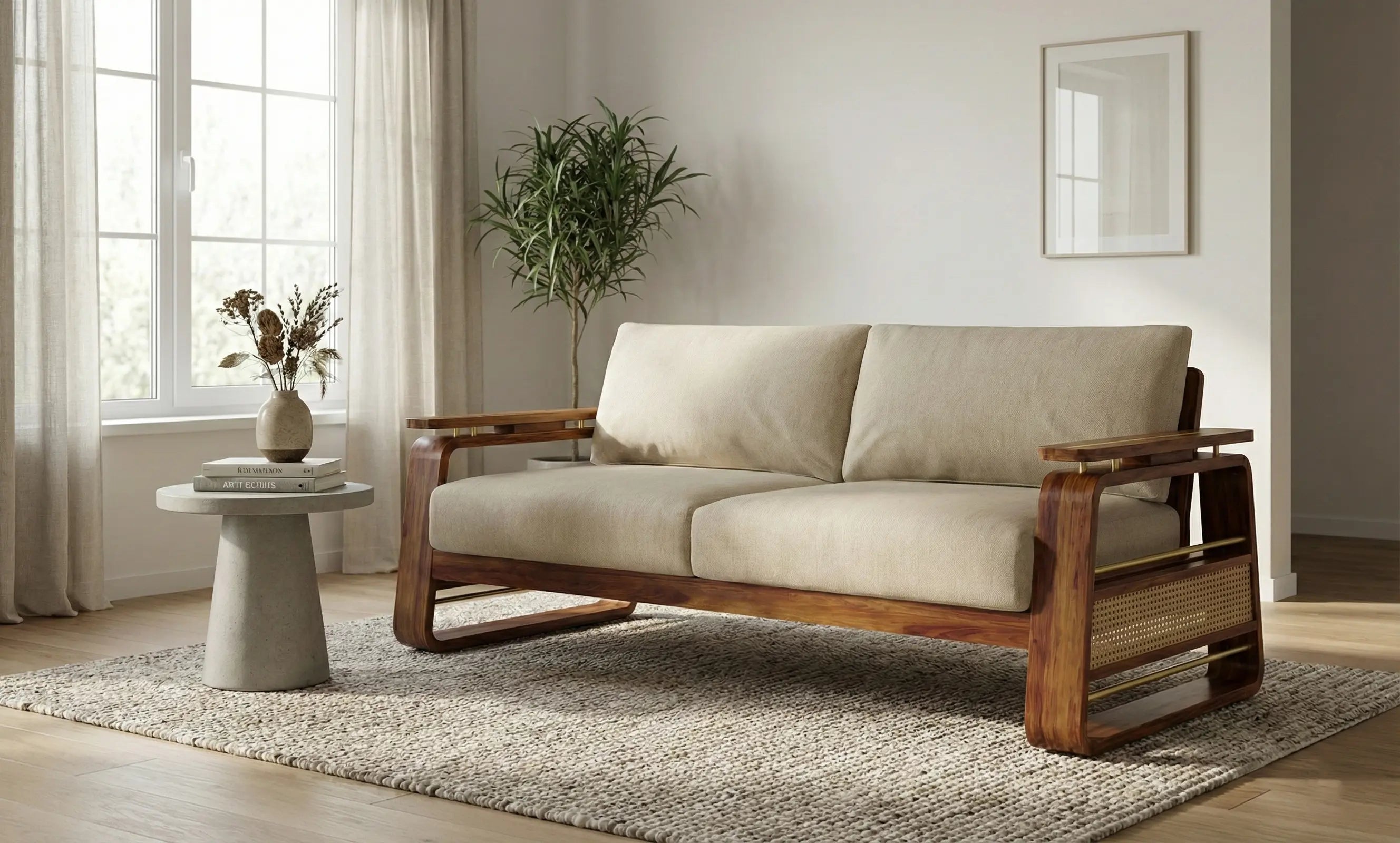 Brahmika Solid Wood Sofa – 3 Seater