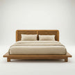 Karui Luxury Solid Oak Wood Platform Bed with Stilted Headboard