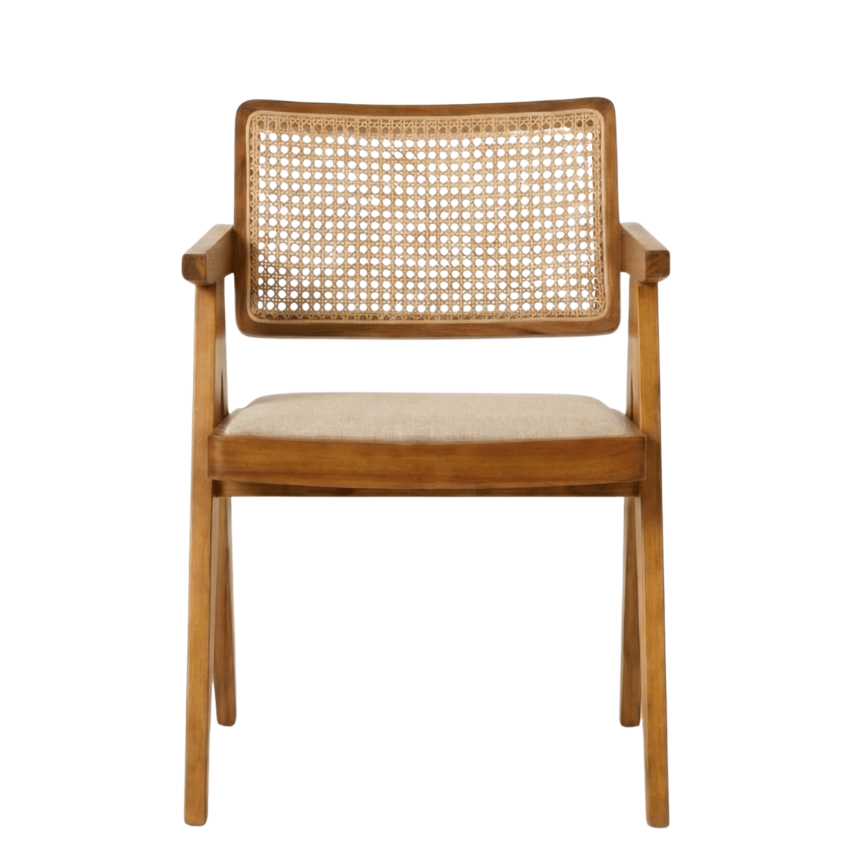 Mifflin Sheesham Wood Chair with Cane Backrest and Upholstered Seat (Set of 2)