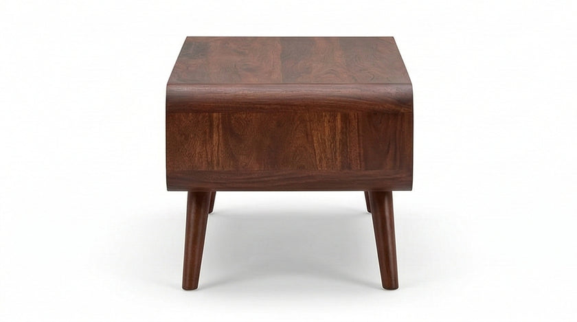 Mid-Century Solid Wood Coffee Table Open Shelf Storage Center Table