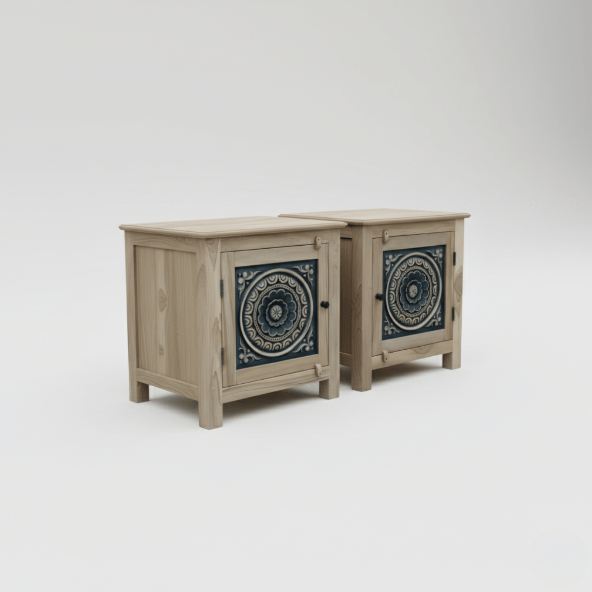 Meher Bedside Table in Old Mix Wood by Induscraft (2 Units)