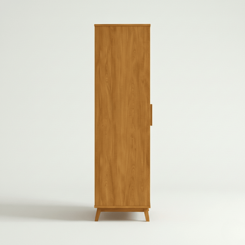 Karui Fluted Panel 2-Door Solid Oak Wood Almirah