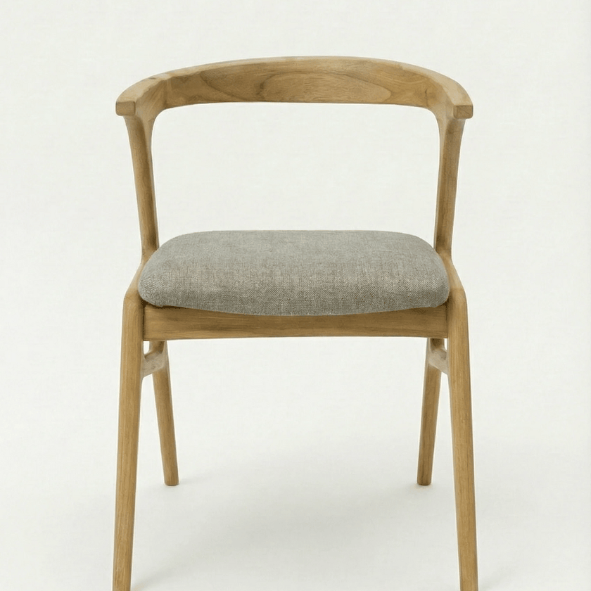 EETY Curved Back Sheesham Wood Chair with Upholstered Fabric Seat (Set of 2)