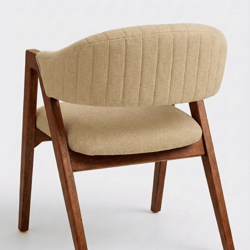 Rufus Sheesham Wood Chair with Upholstered Fabric Seat and Backrest (Set of 2)