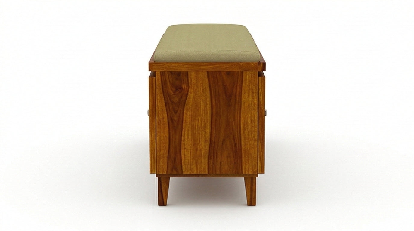 Solid Wood Shoe Rack Bench with Cushioned Seat